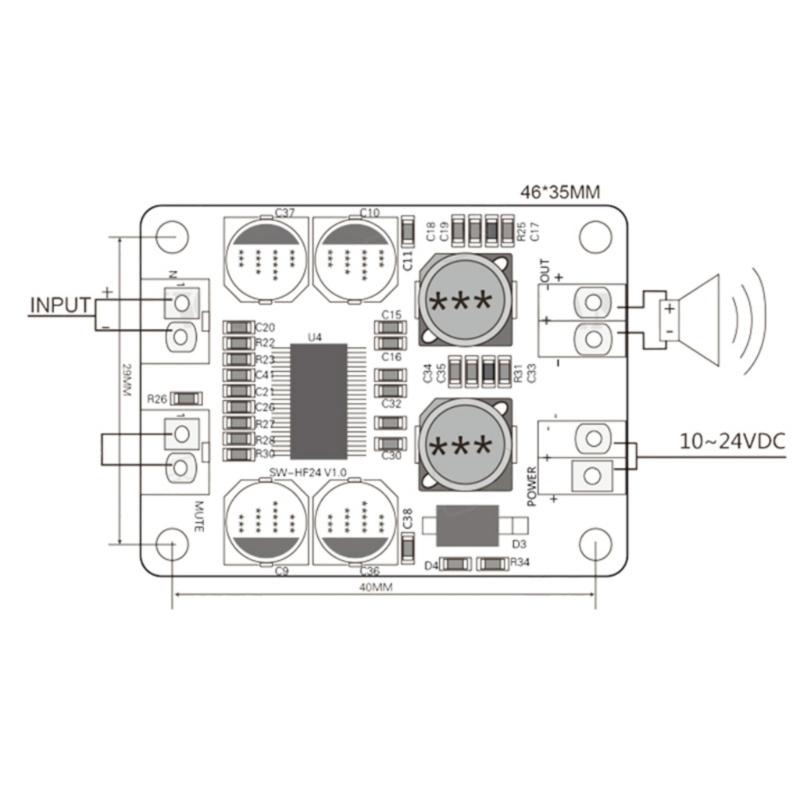 Highly Power 60W Single Channel Audios Power Amplifier Module TPA3118 Chip for DIY Speaker Project DC8-24V Power Supply