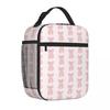 Bestselling Modern Pink Gingham Romantic Coquette Hair Bow Ruffled Waterproof Lunch Bag Fishing Trip Waterproof Lunch Bag