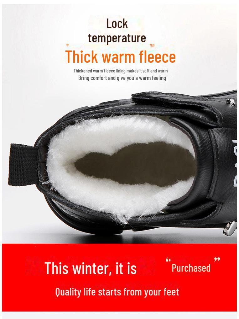 2024 Autumn/Winter Men's Plus-Velvet Warm Leather Martin Snow Boots