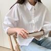 New Arrivals Open Run Women Pleated Detail Summer Minimal Blouse Cotton