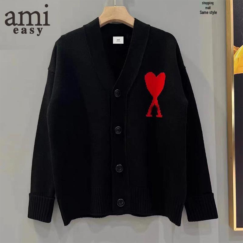 AMI&EASY Men's V-neck Jacquard Knit Cardigan: Trendy, Warm, and Versatile for Autumn and Winter