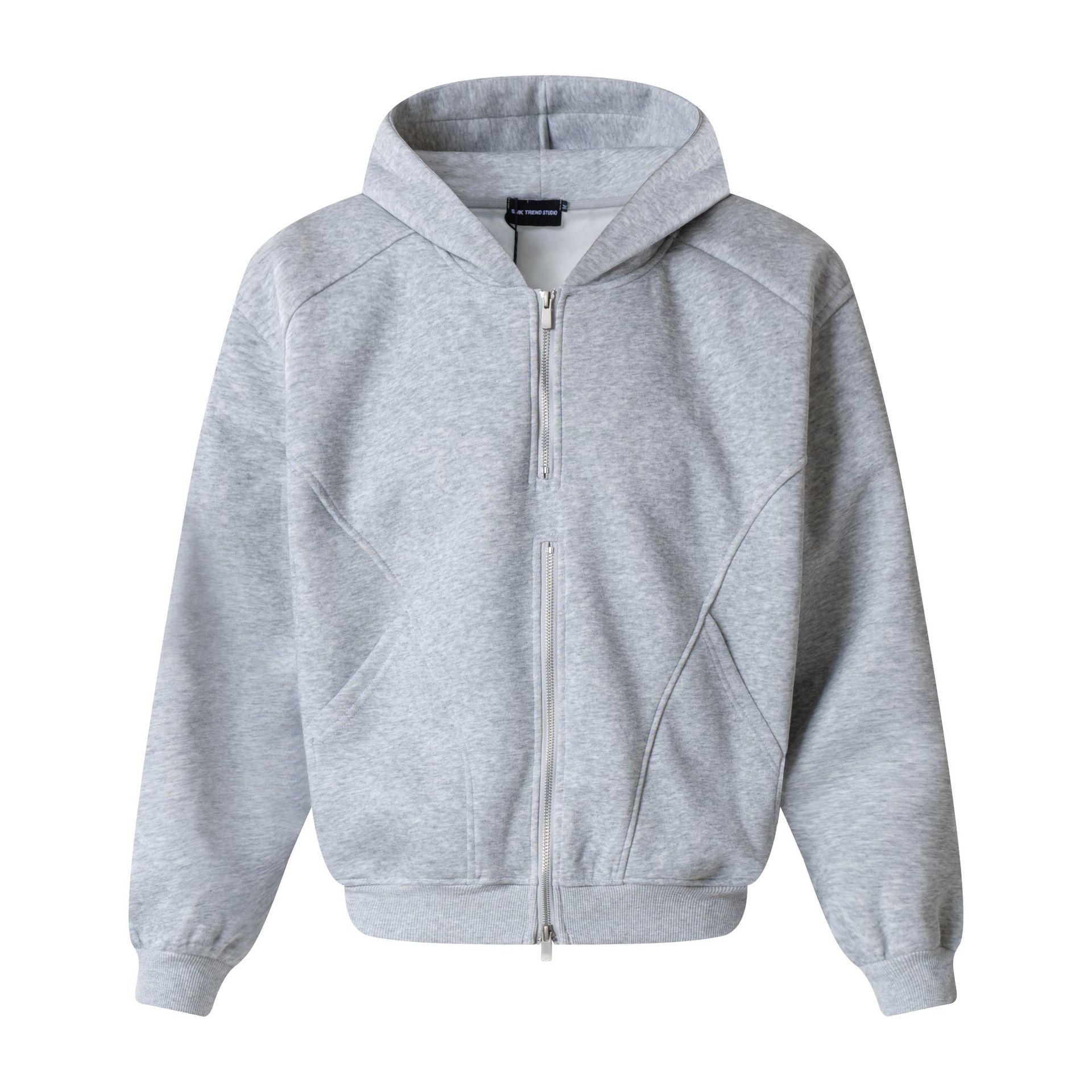 Mens American Vintage Hoodie Deconstruction Jacket Splicing Zipper Sweater Cardigan M