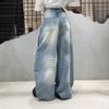 Women Straight Leg Denim Jeans Casual Solid Color Cotton Blend High Waist Daily Streetwear Long Pants