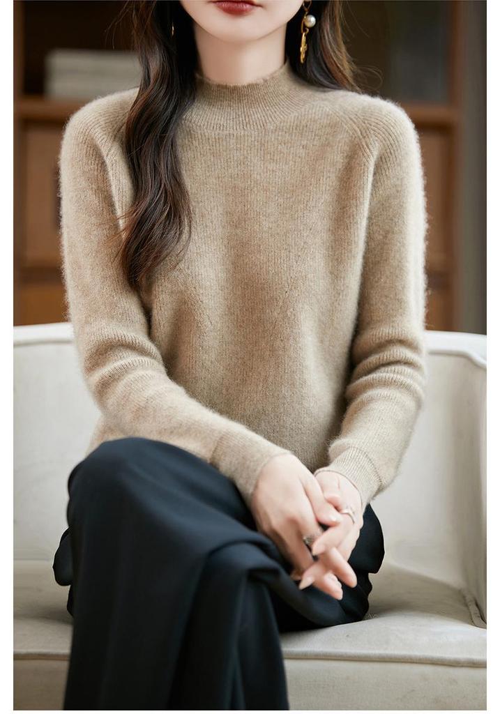 Women's High Neck Cashmere Wool Sweater, 2025 Edition - Thickened White Knitwear for Autumn and Winter