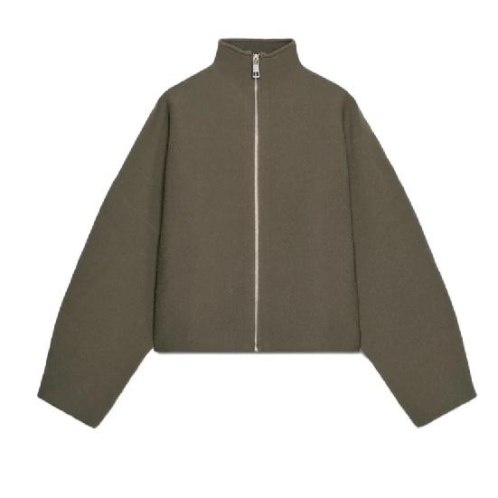 Vintage Stand Collar Women`s Cropped Jacket