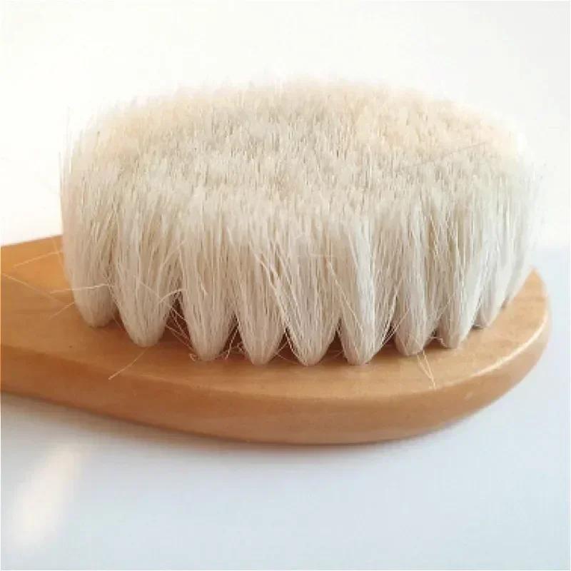Newborn Wooden Construction Hair Comb Natural Wool Comb Hair Brush Baby Head Massager Portable Little Child Accessories for Newborn Infant