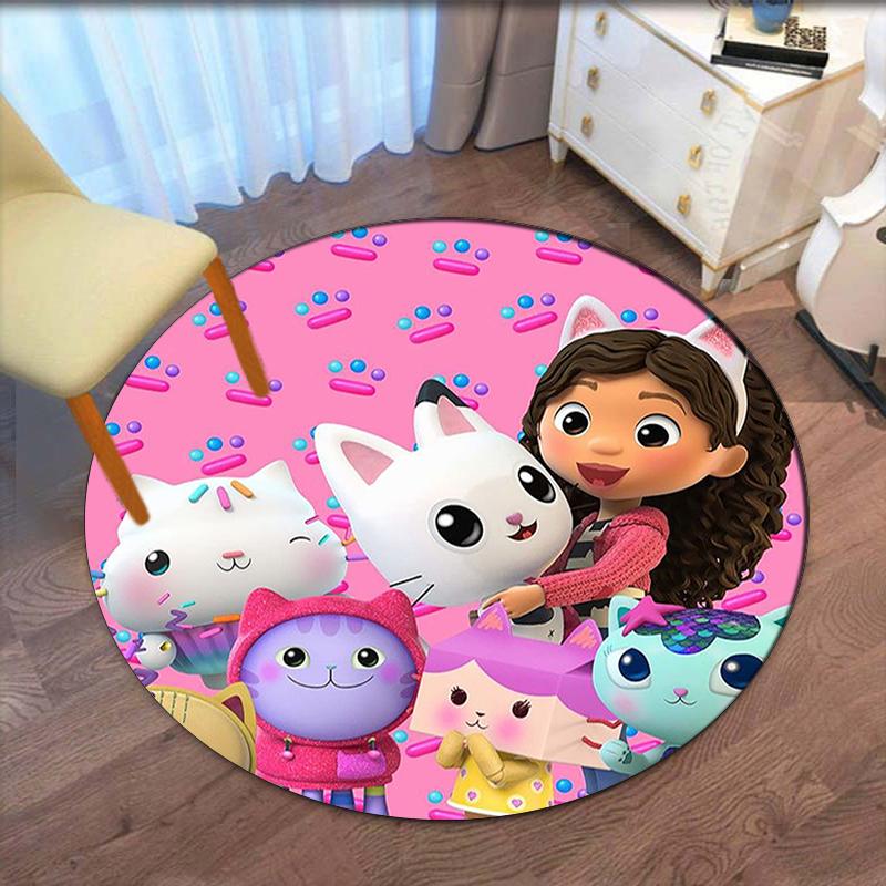 Gabby's Poppenhuis Bedrukte Ronde Vloerkleed Tapijt Stoelkleed Gebiedskleed Entree Deurmatten, voor Kantoorstoel Woonkamer Slaapkamer Keuken.