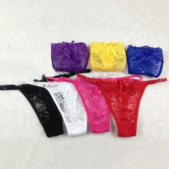 Sexy Women Floral Lace Underwear Solid Color Low Rise Panties G-String Thongs