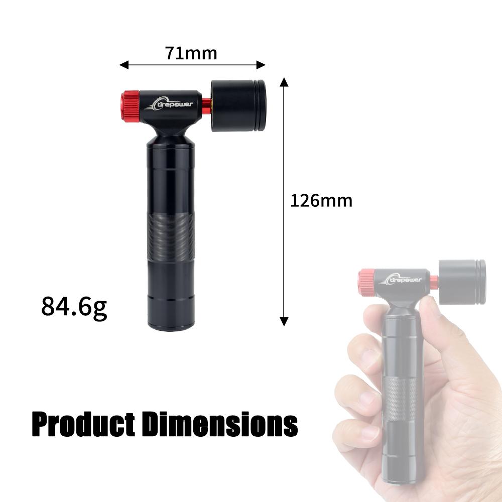 Black Head CO2 Pump with Clear Pressure Gauge Aluminum Alloy Bike Air Mini Cycling Bicycle CO2 Inflator for Road Bikes MTB Bikes