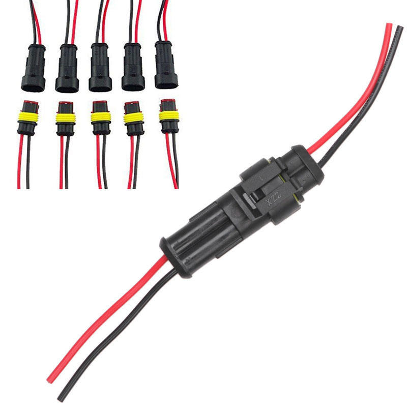 5 x 2 Pin Way Auto Auto wasserdichte elektrische Stecker Steckdose Draht Kit neu