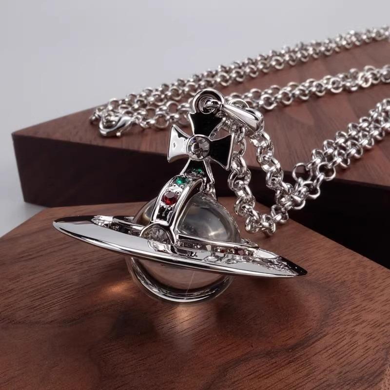Kaiserinwitwe Weinrebe Vivienne groß m farbige Perlen Diamant dreidimensional Erde Planet Halskette Pulloverkette Damen