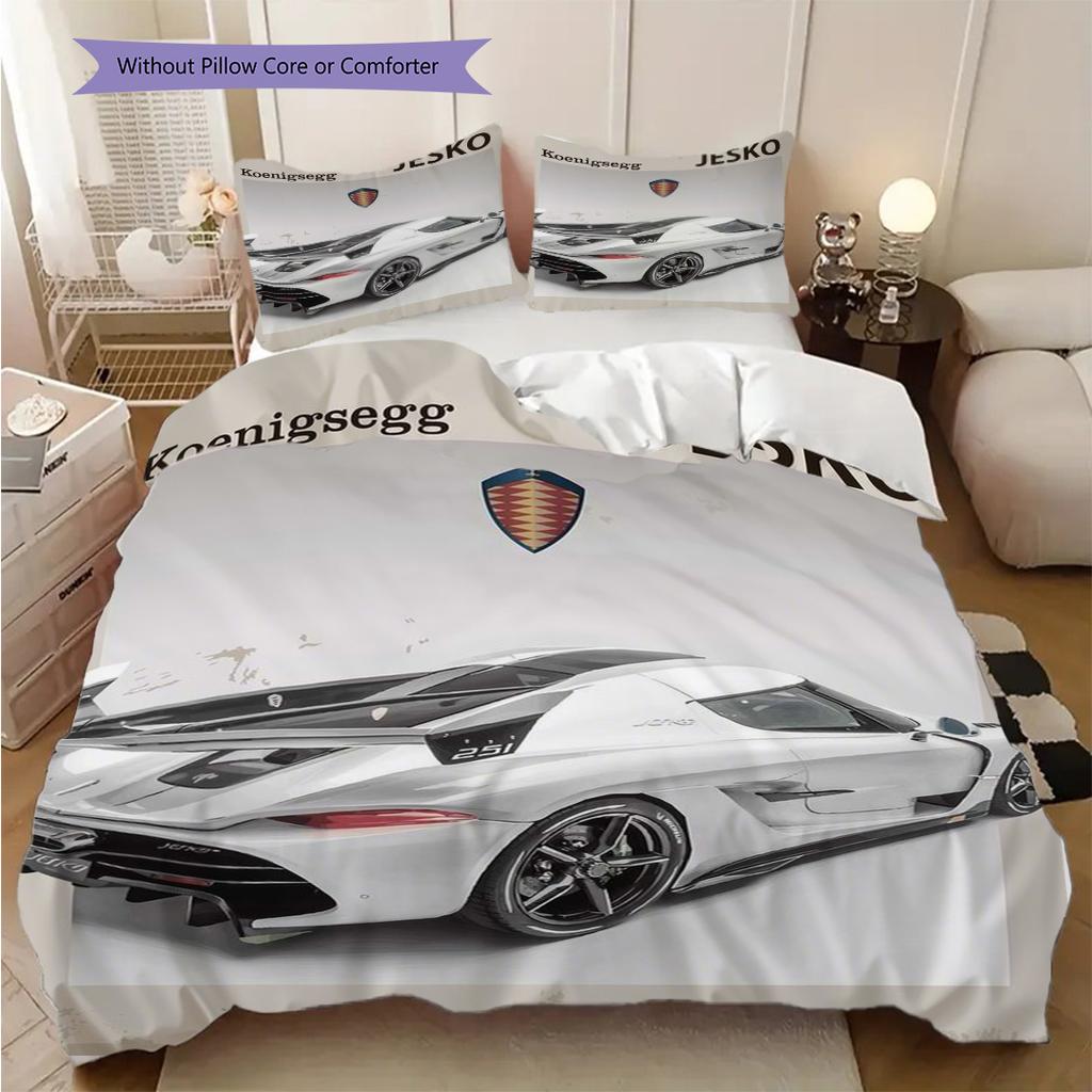 Jesko Koenigsegg Sleek Supercar Bedding (1 * Duvet Cover + 2 * Pillowcase, Without Core) 2D Flat Christmas Birthday Gift Bedding Set