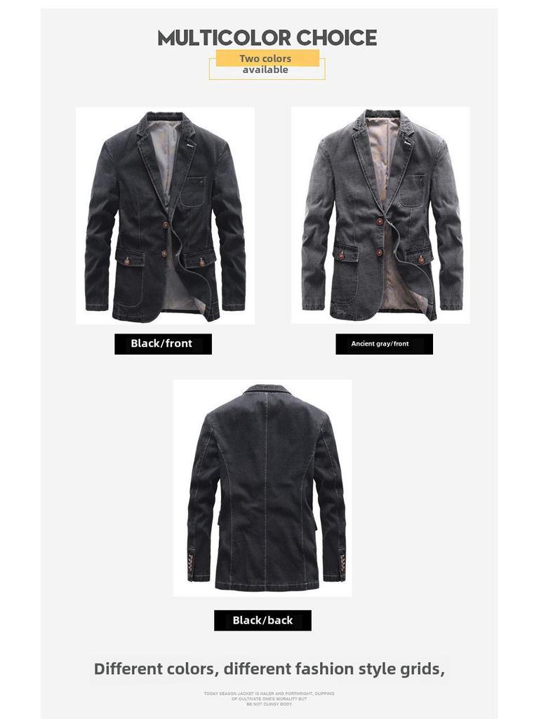 Men's Slim-Fit Denim Jacket - Spring/Autumn Business Casual, Thin Style for Middle-aged & Young