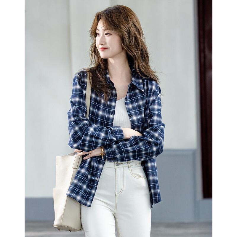 Demana Plaid Lapel Shirt M