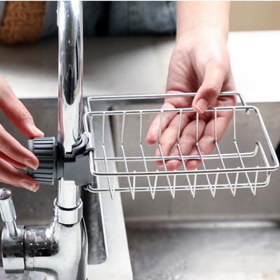 Abtropfkorb aus Stahl, Wasserhahn, verstellbar, Spüle, Schwamm, Geschirrtuchhalter, rostfreier Lappenständer, Handtuch, Seife, Küchenregal, Pool