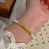 Bracelet Perle Irregulière Forme Spéciale Française Bracelet Femmes Niche Luxe Léger Exquis Doré Demi-Bracelet Bracelet Accessoires