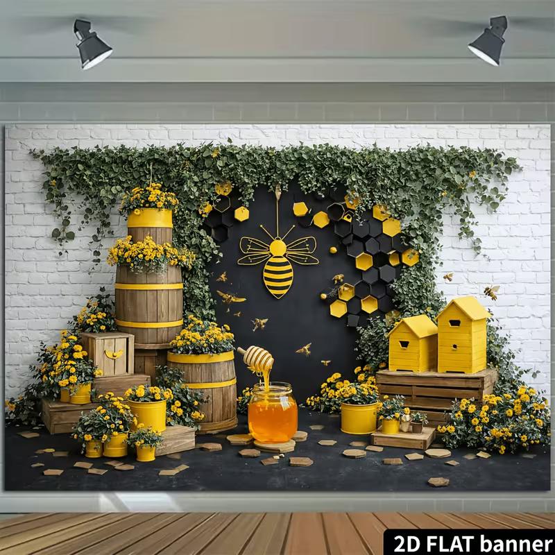 2D Rustic Bee Farm Background Cloth Photo Booth Prop