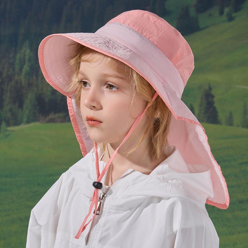 Kapelusz przeciwsłoneczny dla dzieci z osłoną na kark, kapelusz wędkarski z szerokim rondem dla niemowląt, chłopców, dziewczynek, na lato, na zewnątrz, regulowany, ochrona UV, 7 kolorów