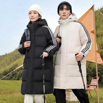 Three Bars Daunenjacke für Herren und Damen, Wintermantel für Paare, Lange lockere Federn