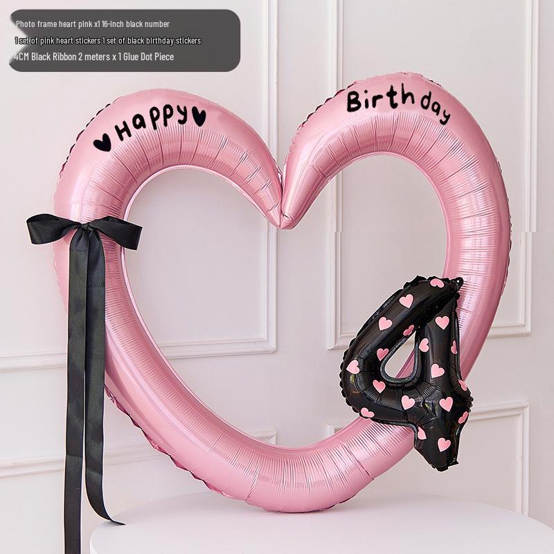 40-inch Pink Heart Balloon with Bow & Number for First Birthday Decoration