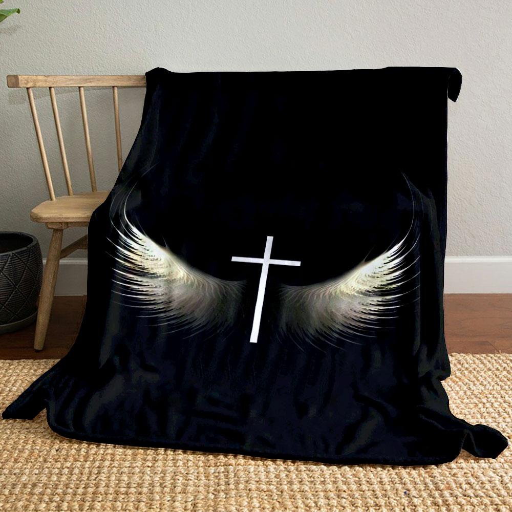 

Cross Wings Blanket Printed Blanket for Living Room Bed Couch lunch break Soft Cozy Blanket for Friend s festival Gift 80cm x 120cm