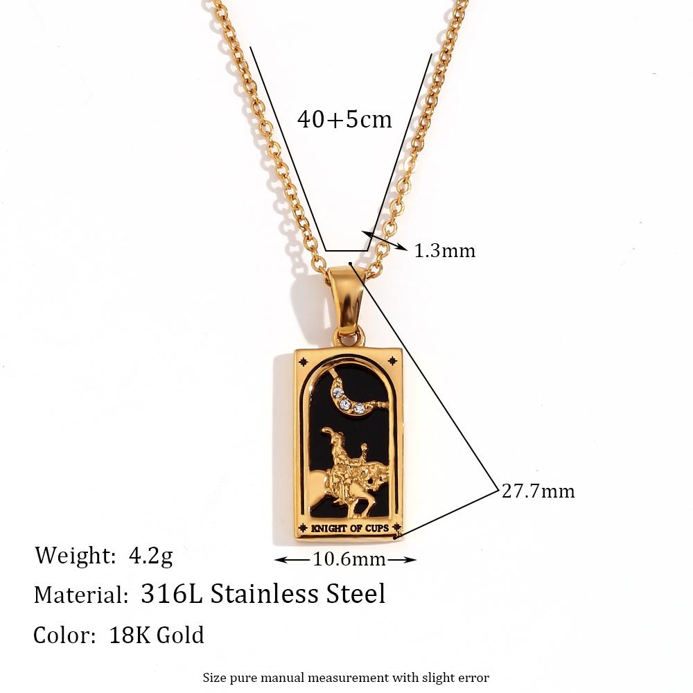 E.B.belle Original New Tarot Queen Lover Magician Moon Necklace Tarnish Free Stainless Steel Jewelry 18K Gold Plated Decoration