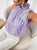 Trendy Casual Striped Ruffled High Neck Tie-Up T-Shirt Top