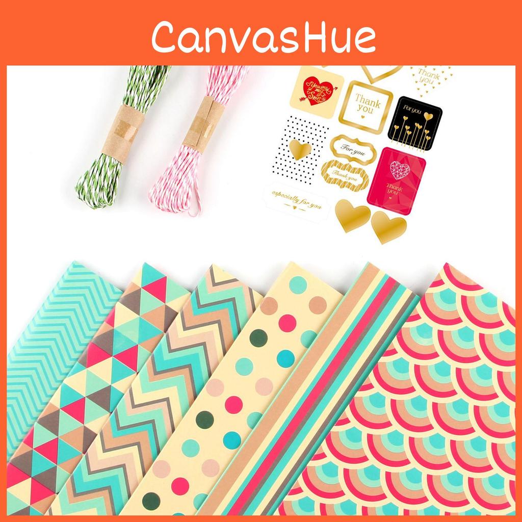 Copperboard Gift Wrap Paper Pack With Colorful Patterns For Special Occasions