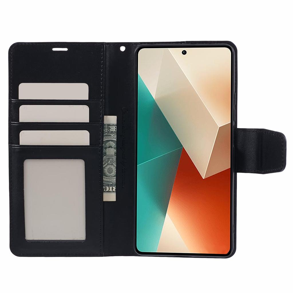 HANMAN Mill Series Phone Cover for Xiaomi Redmi Note 13 5G Case PU Leather Phone Shell Wallet