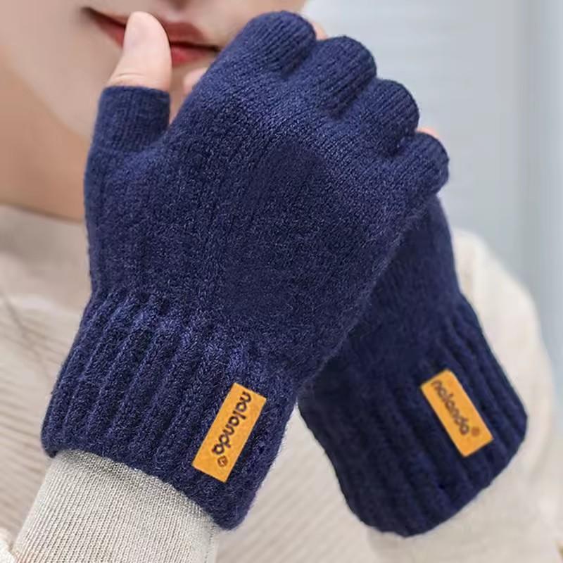 Fashion Winter Autumn Knitted Gloves Warm Plush Fingerless Gloves for Men & Women Outdoor Sport Touchscreen Gloves, Christmas Gifts