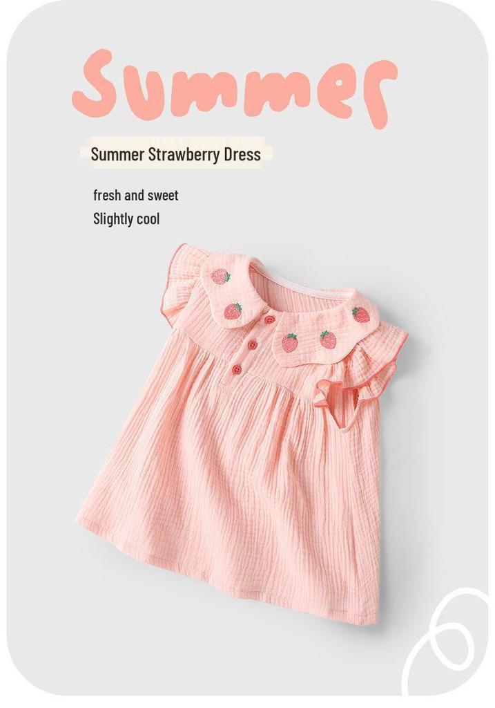 Youqi Summer Cotton Baby Dress, Short-Sleeve Princess Style for Girls