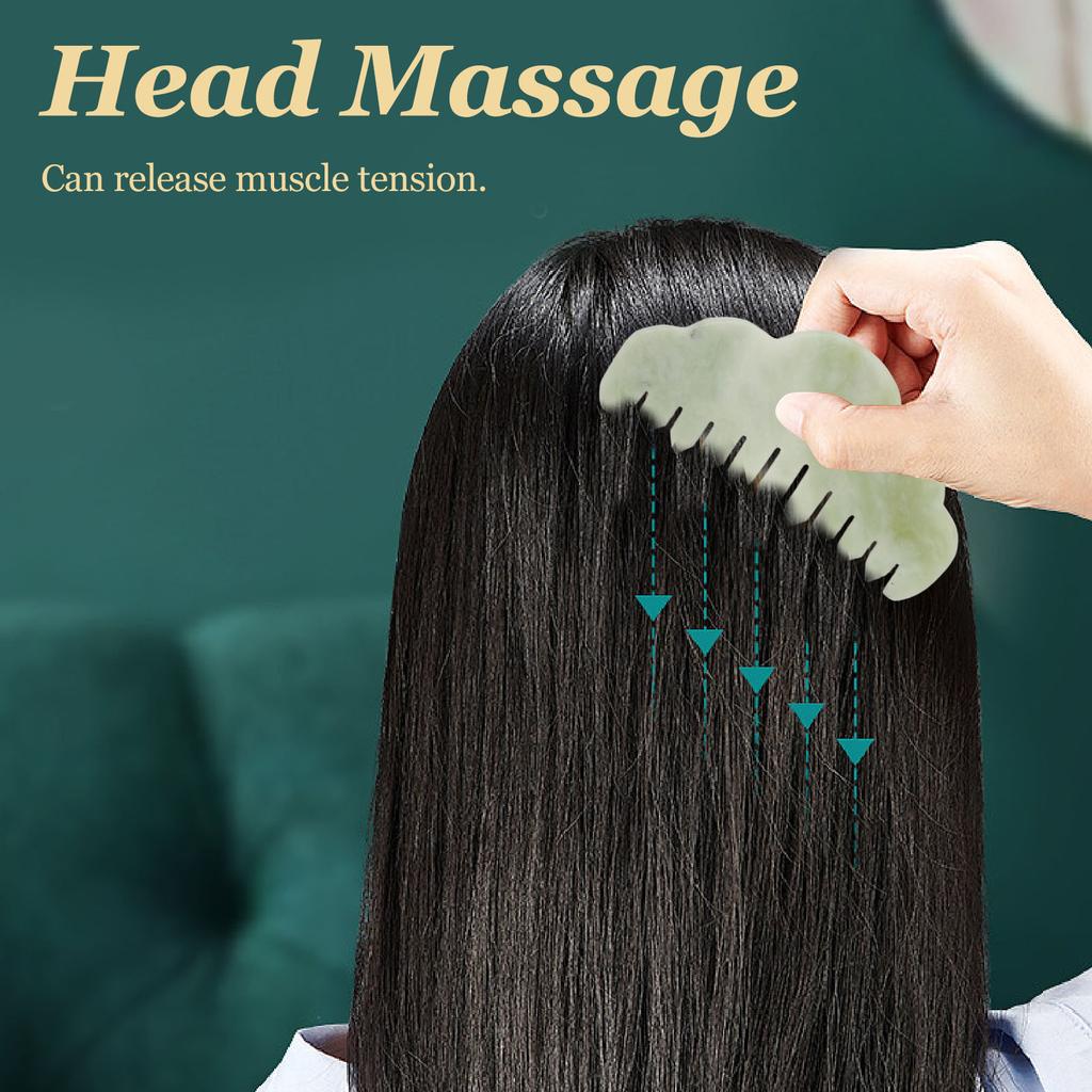 Natural Jadestone Comb Head Scalp Massager Tool Healthcare Baldness Resistance Guasha Comb