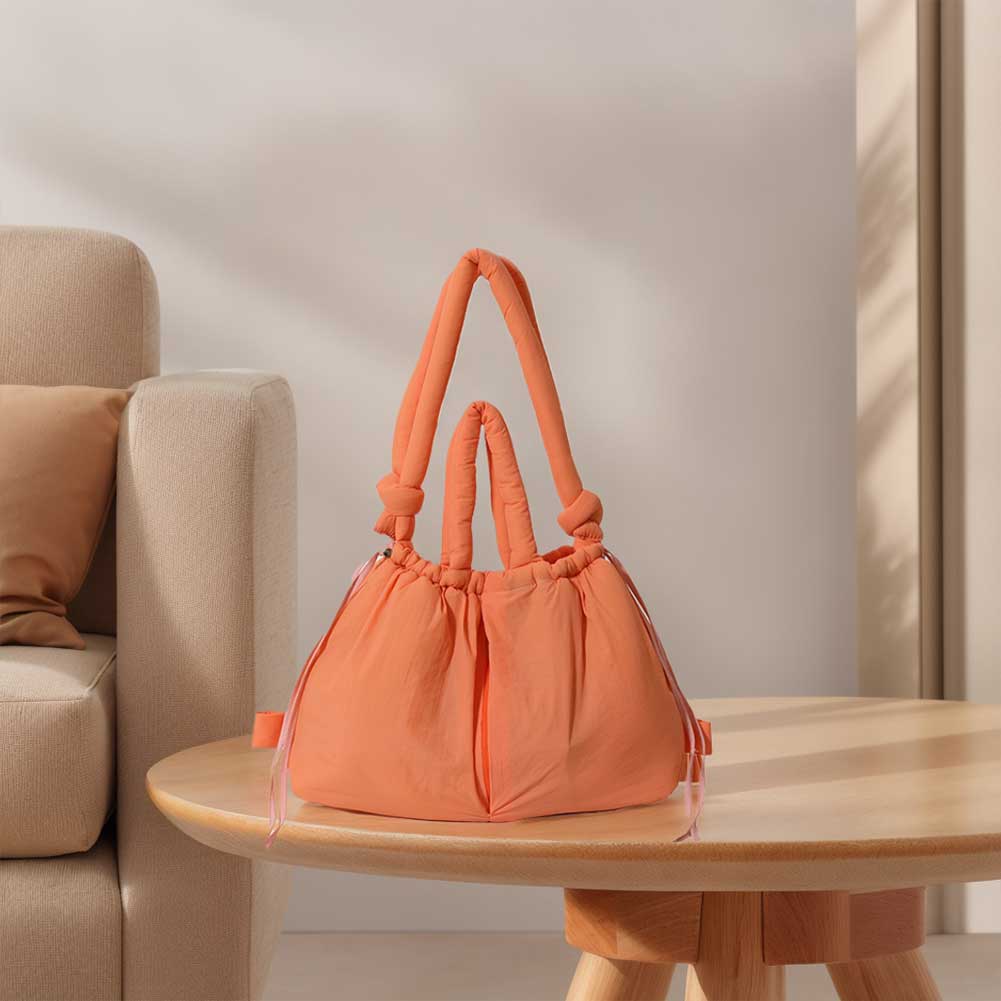 

Сумка-тоут для женщин, регулируемый ремень, сумка через плечо из нейлона, большая вместимость, сумка через плечо, пухлый кошелек для покупок и путешествий оранжевый