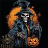26 Halloween Zauberer Hexe Mit einem Kürbis Schädel Herren T-Shirt 100% Baumwolle Unisex T-Shirt
