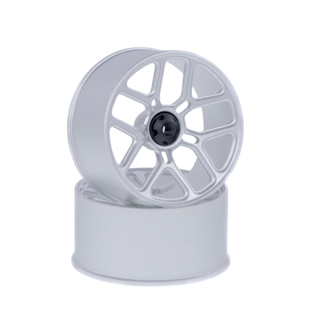 LS Studio Kyosho MRD ZERO AWD RWD RC Car Aluminum Wheels Drift Tires of Y 22MM P.D Mini-Z 1/24, 1/27, 1/28 (Set 2) LS-WH-04 (Silver W+0.5)