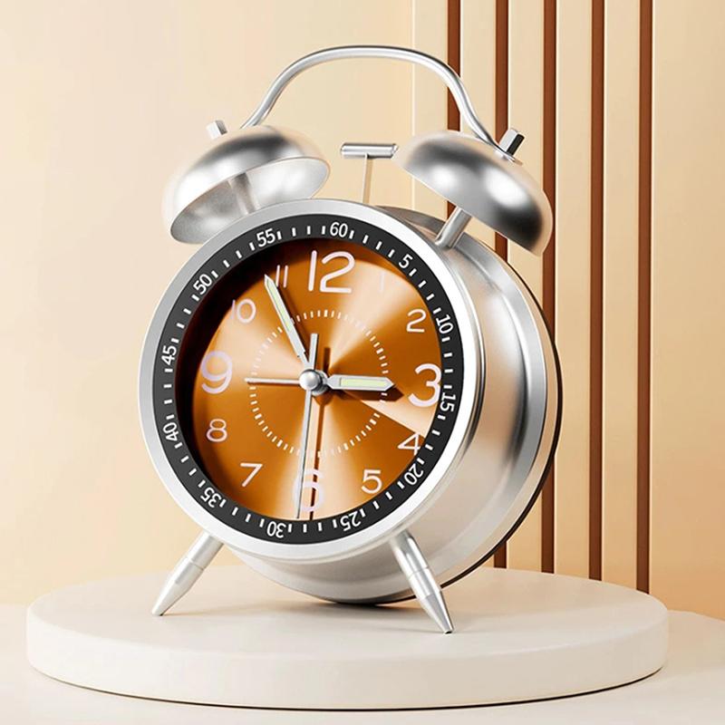 4 Inch Silent Alarm Clock With Night Light Portable Multi-Function Desk Clock For Students Home