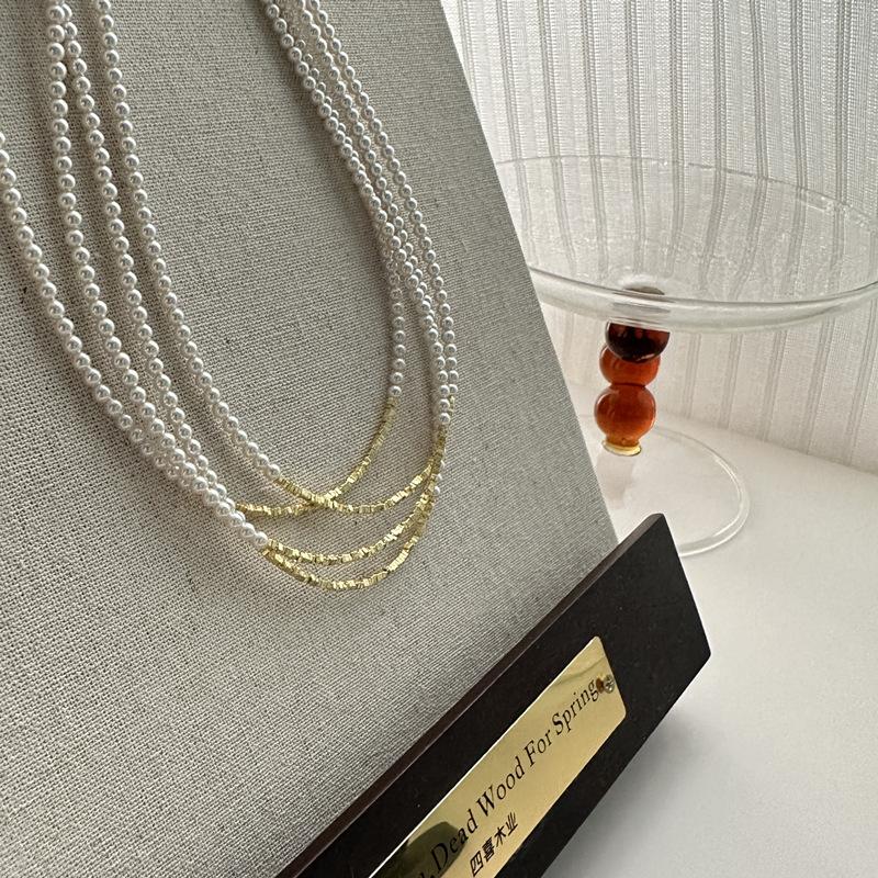 S925 Sterling Silver Niche Design Sense Shijia Pearl Broken Silver Necklace Korean Style Basic Collarbone Chain 925 silver