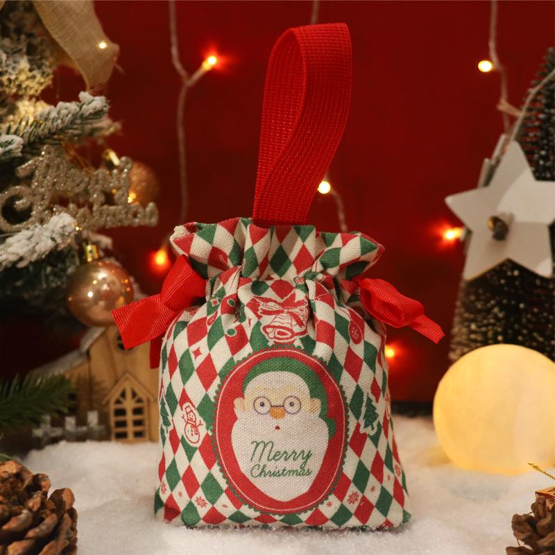 Świąteczne Torebki na Cukierki Worek Prezentowy ze Sznurkiem Dekoracje Stołu Bożonarodzeniowego Torba z Mikołajem Opakowanie na Ciasteczka Torebka Nowy Rok 2025