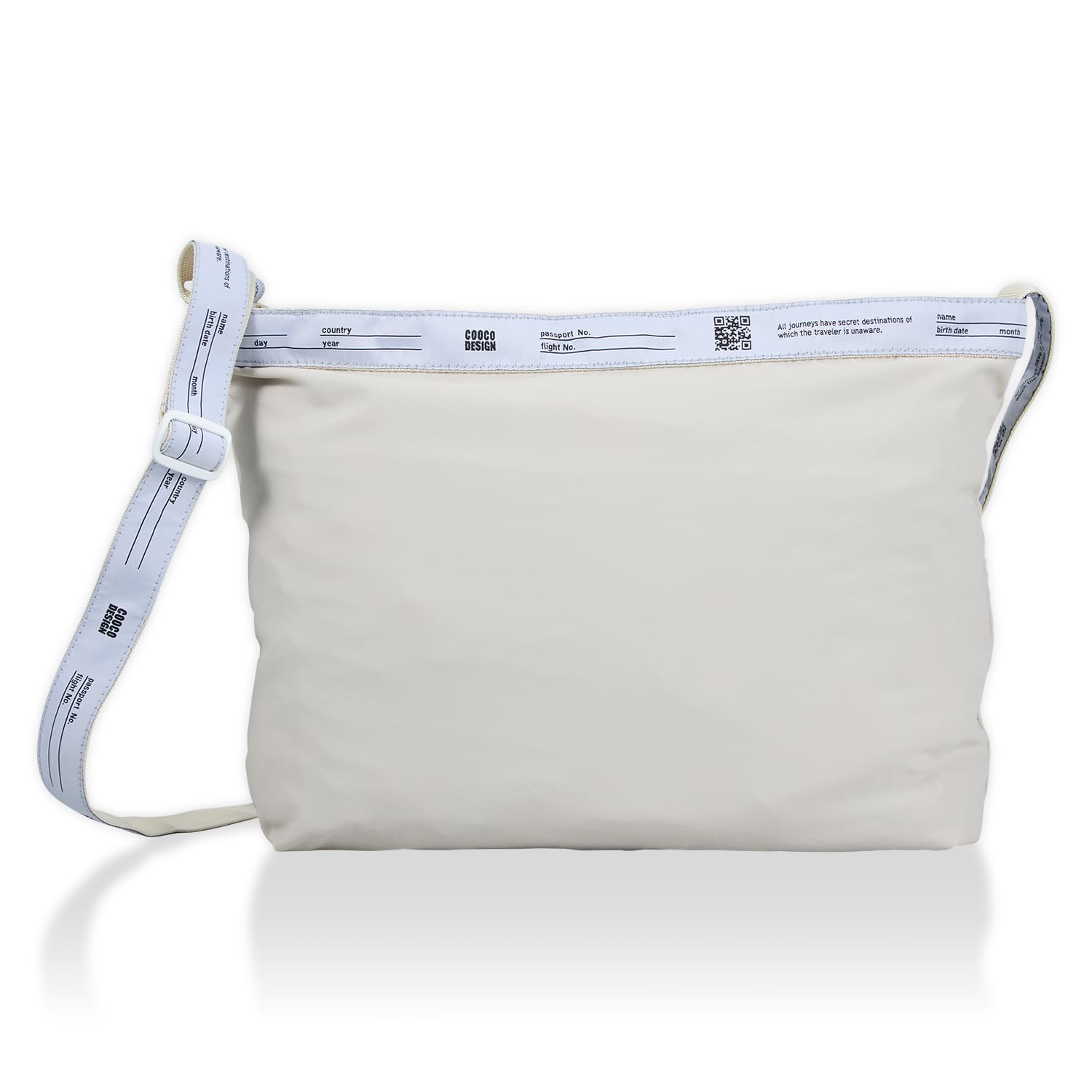 Cuco New Logo Tape x Wrinkled Nylon Fold-Over Shoulder BagA4 Fit, 2413111203, Ivory (004)
