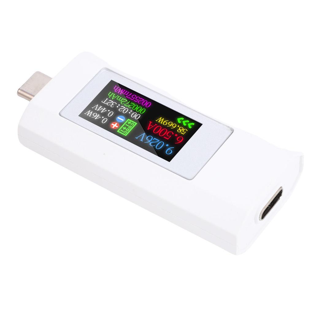 USB C Tester 0-6.5A 0-195W Voltage Current Power Capacity Tester Color Screen Type C Multimeter for 3C Digital Products