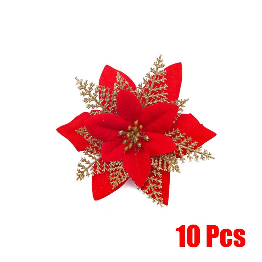 10X Weihnachtsstern Glitzer Blume Baumschmuck Für einen Funkelnden Weihnachtsbaum
