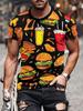 Herren 3D-Druck Food Grafik T-Shirt Burger Pommes & Pizza Künstlerisches Design T-Shirts Für Männer Sommer Rundhals Kurzarm Shirt