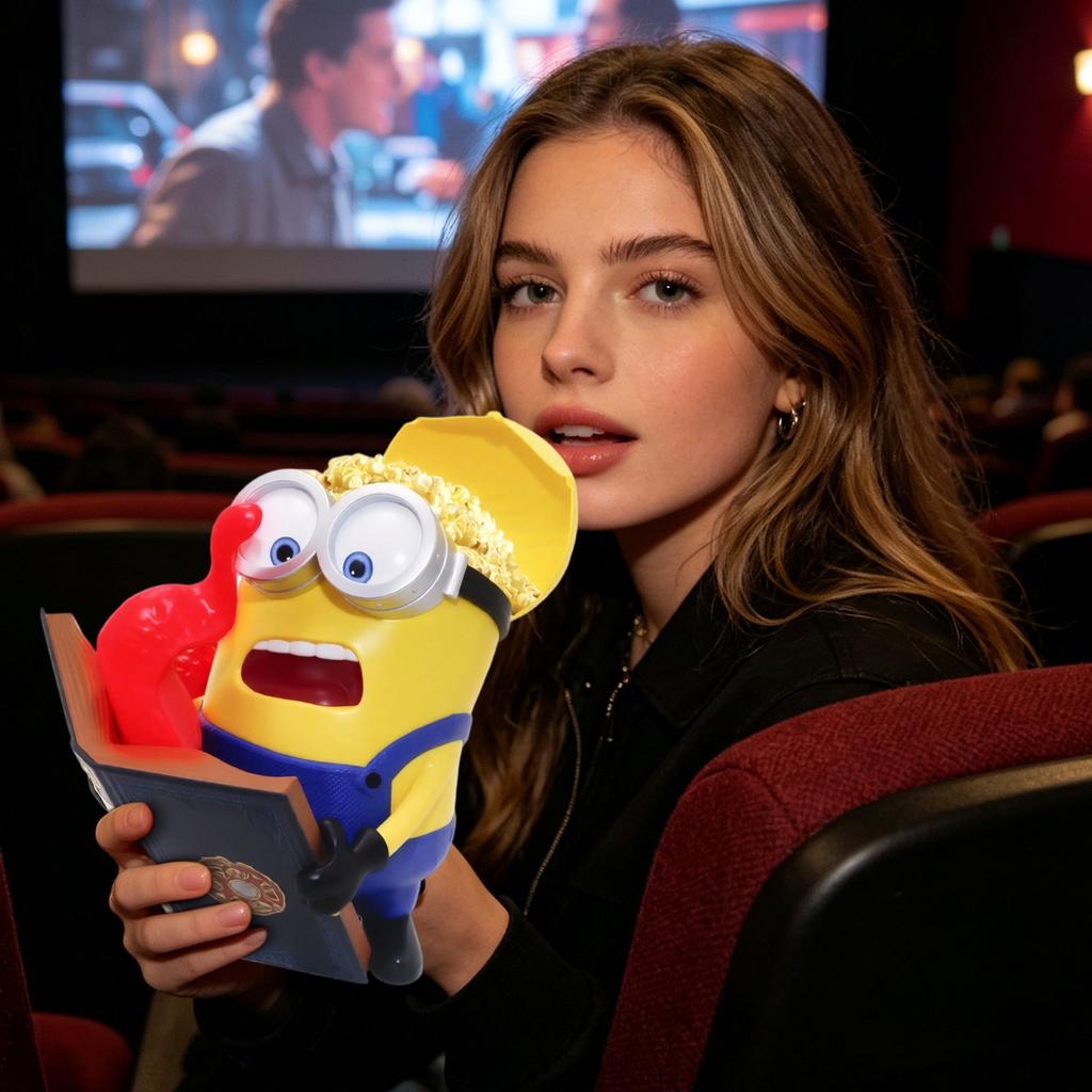 Novelty Popcorn Bucket Container with Character Design and Removable Lid for Movie Snacks and Party Use Durable Plastic Material