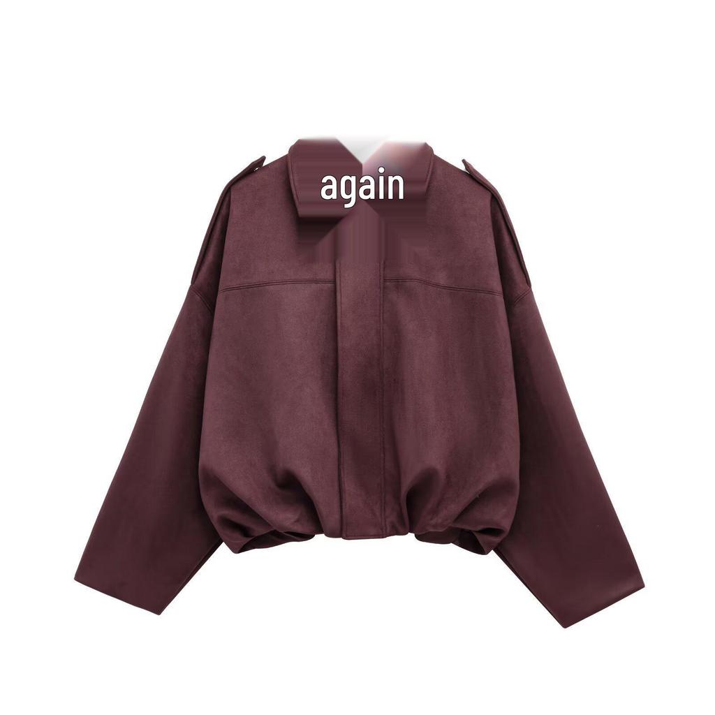 2025 Spring Bestseller: Green Suede Bomber Jacket Coat