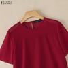ZANZEA Women Casual Sheer Mesh Splice Round Neck Short Sleeve Blouse
