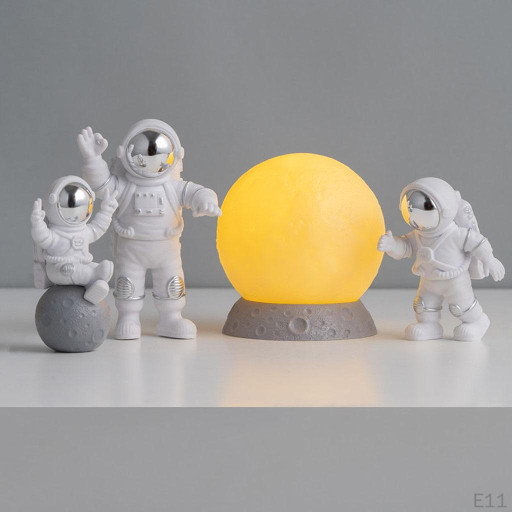4 Pcs Cute Astronaut Statue PVC Ornament Fireplace Figurine Decoration Sculpture Home
