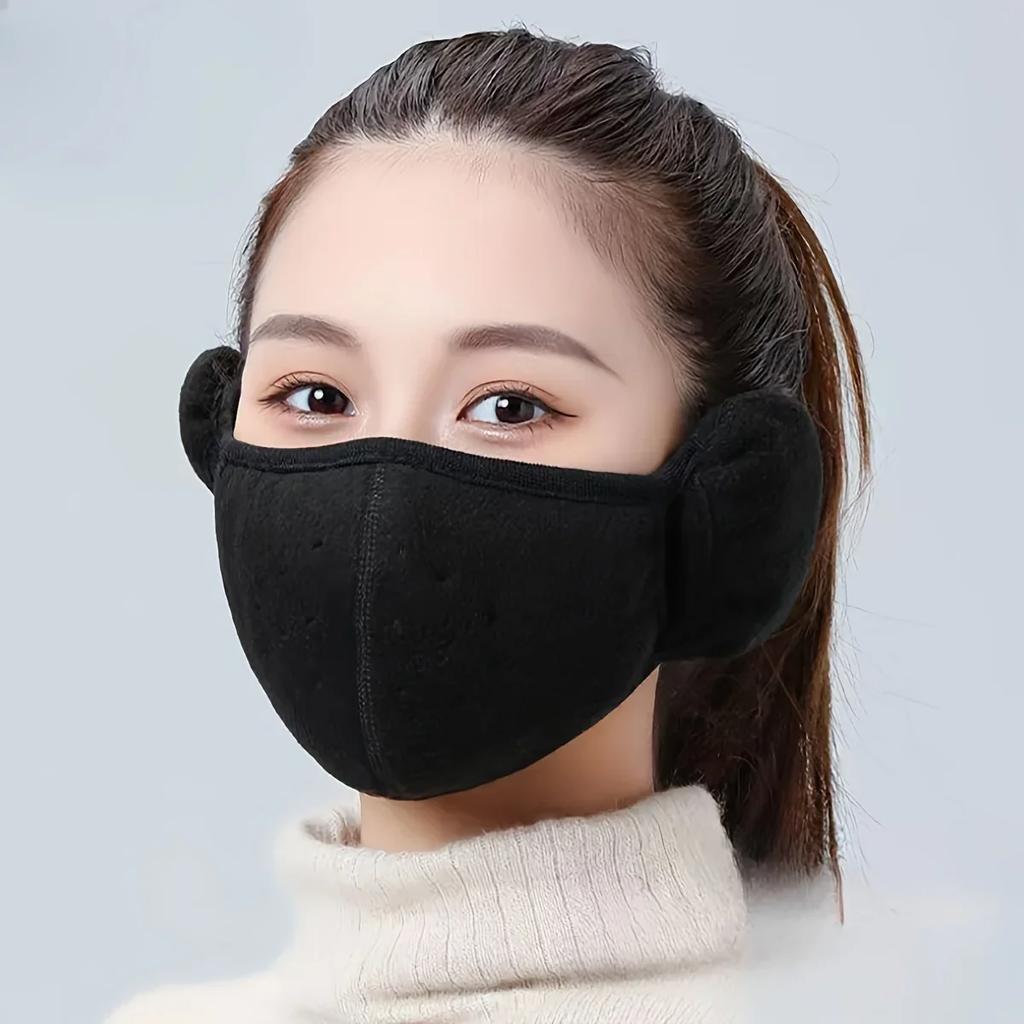 1pc-Winter Cycling Cold Mask for Men and Women Windproof and Ear Protection 2-in-1 Warm Cotton Thickened Earmuffs