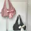 Сумка Harajuku великої місткості Жіноча сумка Fairycore Aesthetic Bow Chic Grey Handbag Жіноча вінтажна мила сумка через плече
