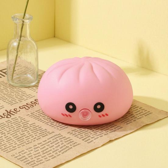 12Pcs Bubble Blowing Steamed Bun Toy with Steamer Cartoon Dumpling Sensory Pinch Fidget Toy Stress Relief Relaxation Decompression Tool
