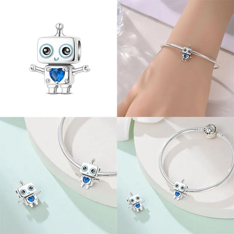 New Summer Coconut Beach Travel Ai Robot 100% Copper Charms Fit Original Bracelet Diy Jewelry Making Women Gift